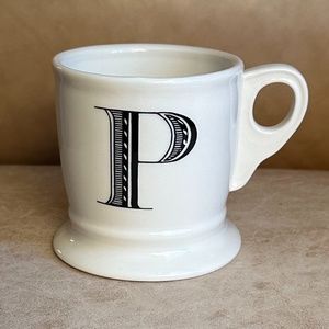 Anthropologie Monogram Initial Letter "P" Coffee Mug White/Black 16 oz. …